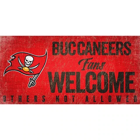 Tampa Bay Buccaneers fans welcome sign.