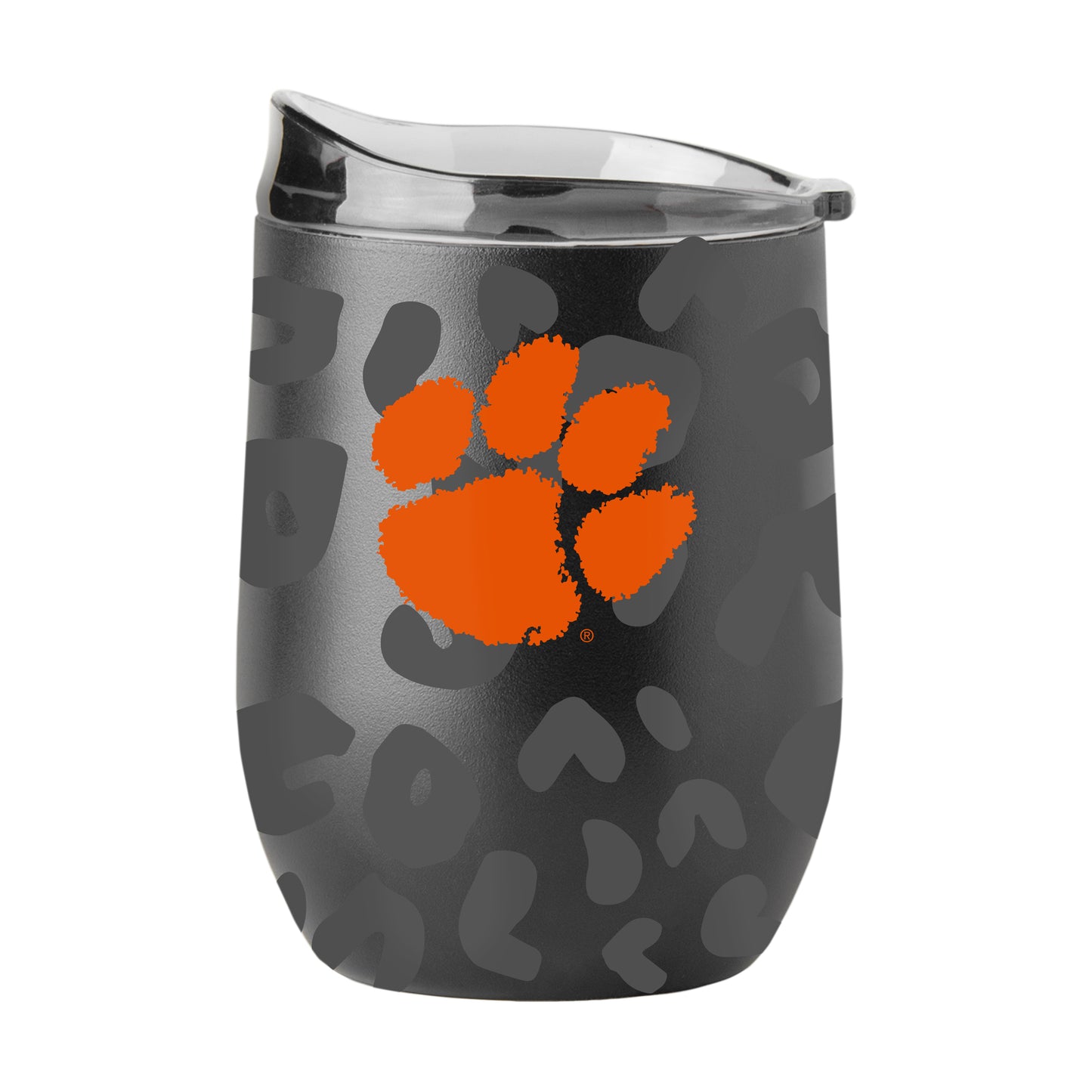 Clemson Leopard 16oz Black Powdercoat Curved Beverage