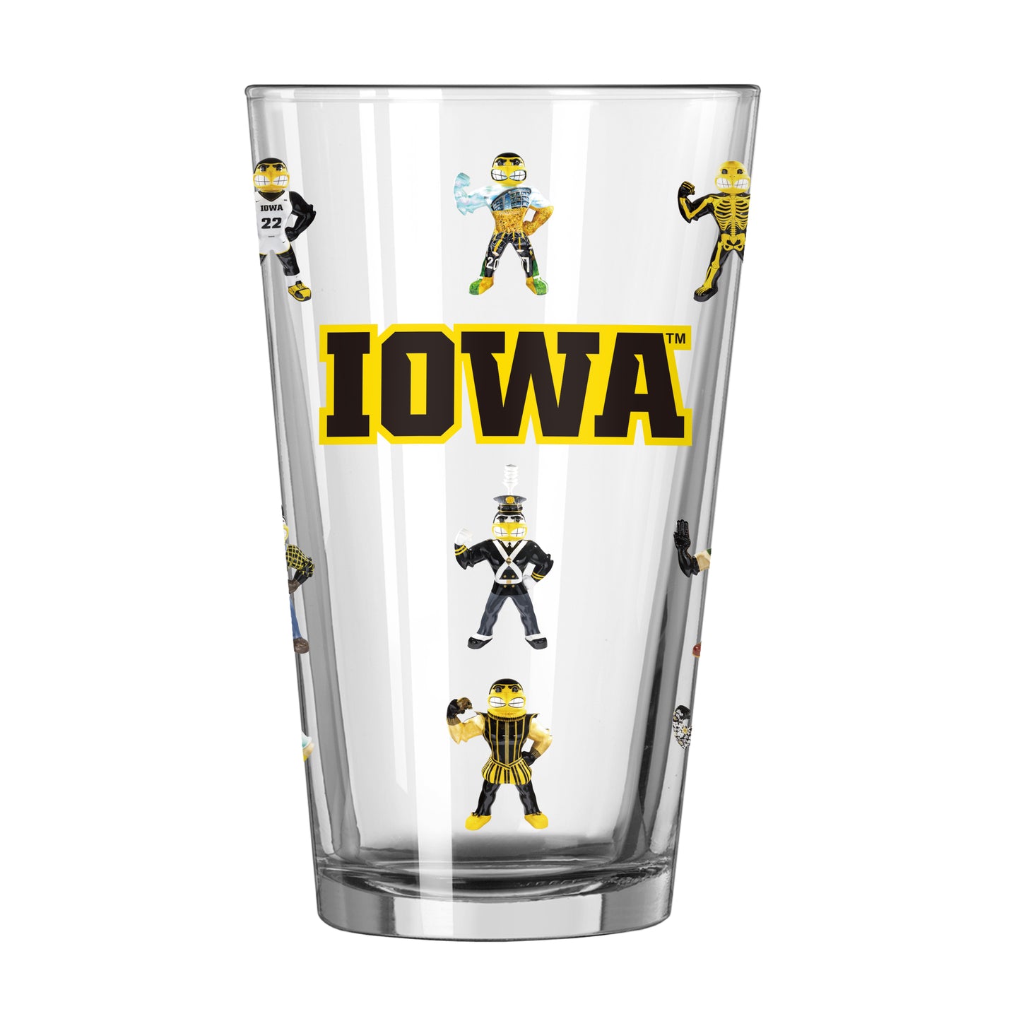 Iowa 16oz Mulitple Herkys Pint Glass