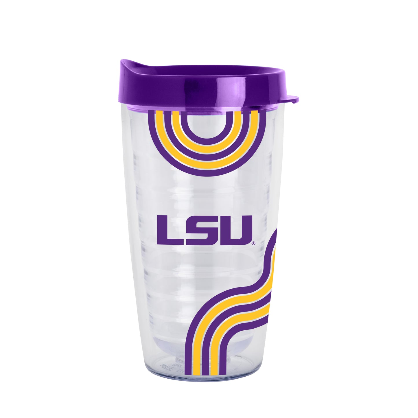 LSU 16oz Waves Dbl Wall Clear Tumbler