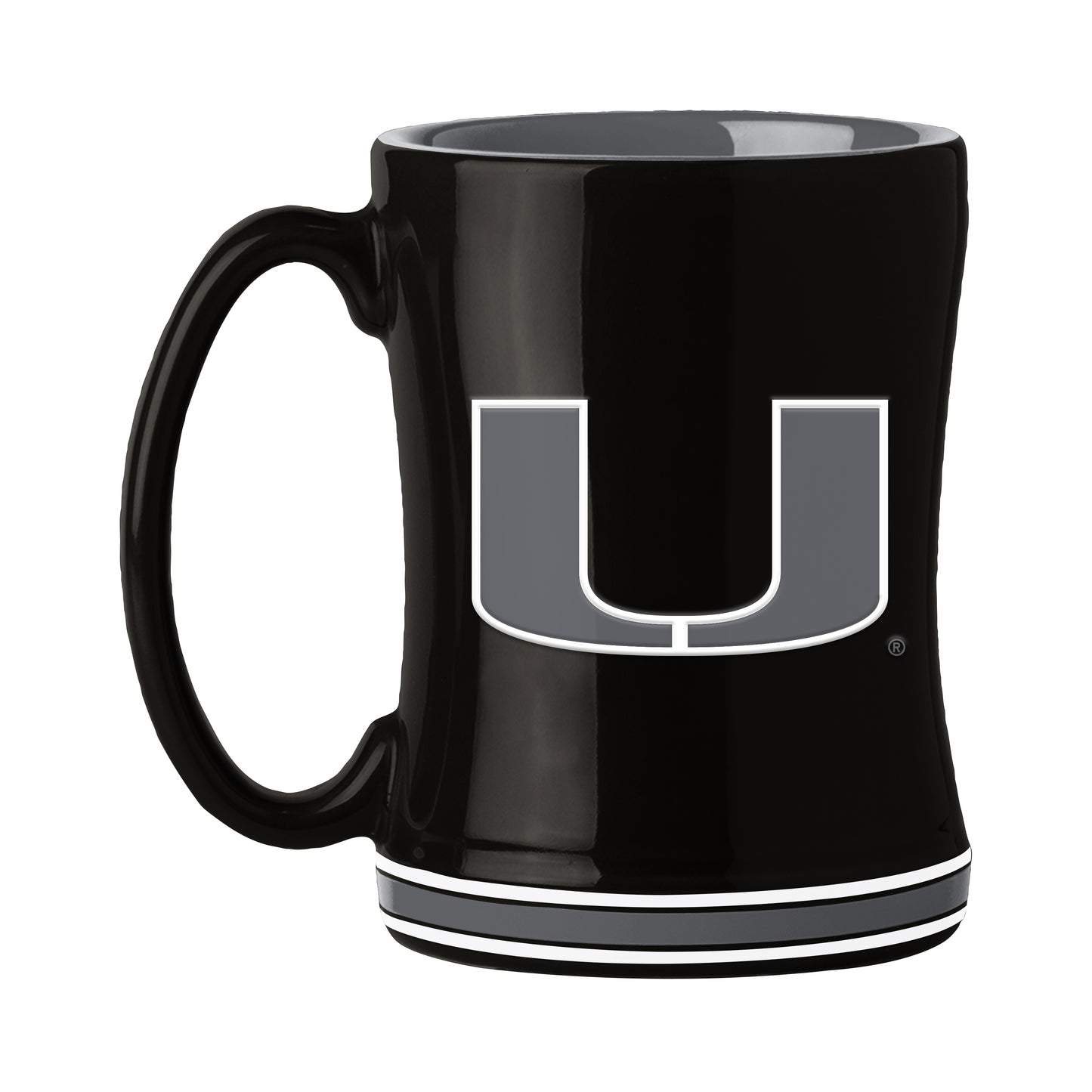 Miami Hurricanes 14oz Black Tonal Relief Mug