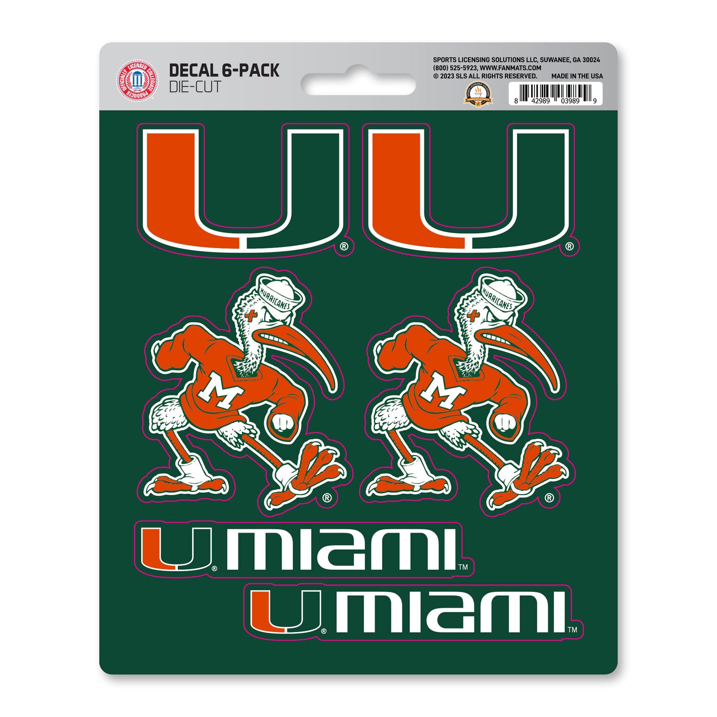 University of Miami Hurricanes DECAL6