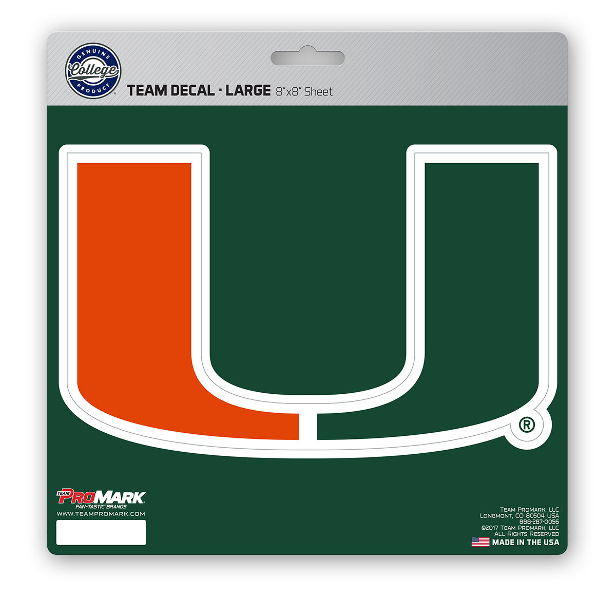 University of Miami Hurricanes Large Decal