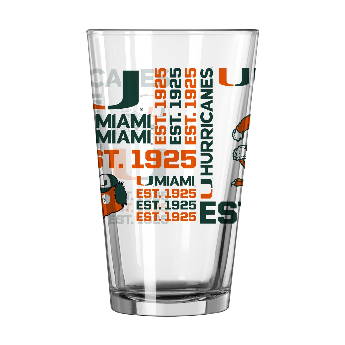 Miami Hurricanes 16oz Spirit Pint Glass