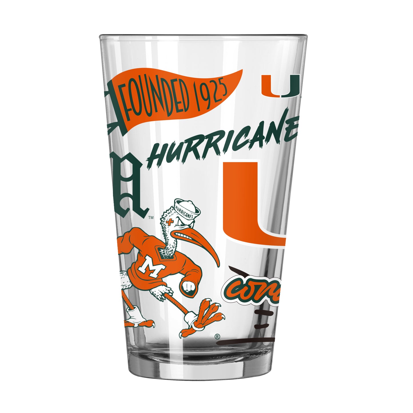 Miami Hurricanes 16oz Native Pint Glass