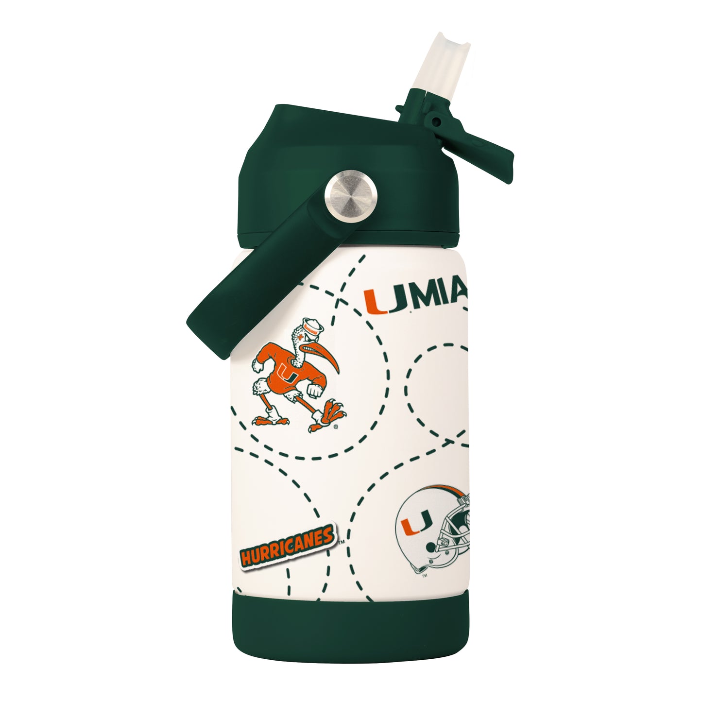 Miami Hurricanes 12oz Mascot SS Kids Bottle