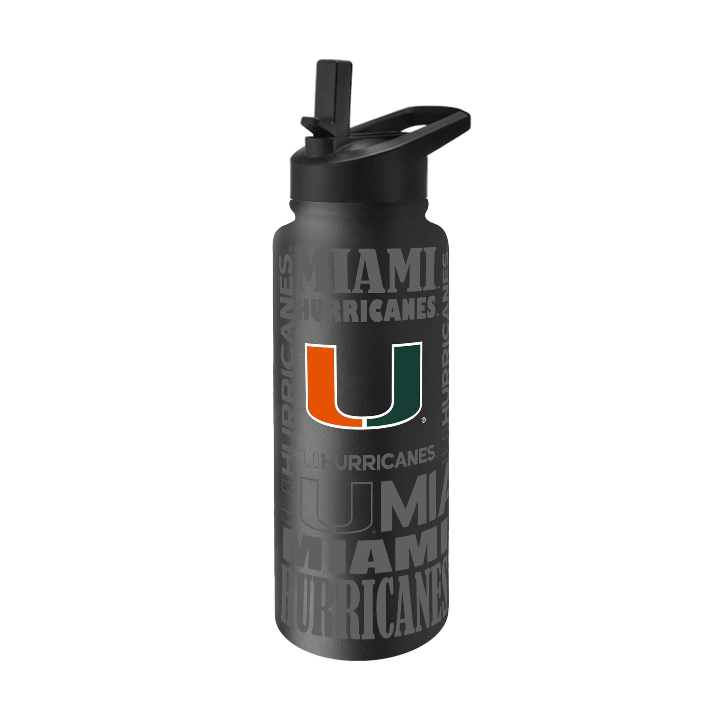 Miami Hurricanes 34oz Black Replay Quencher Bottle