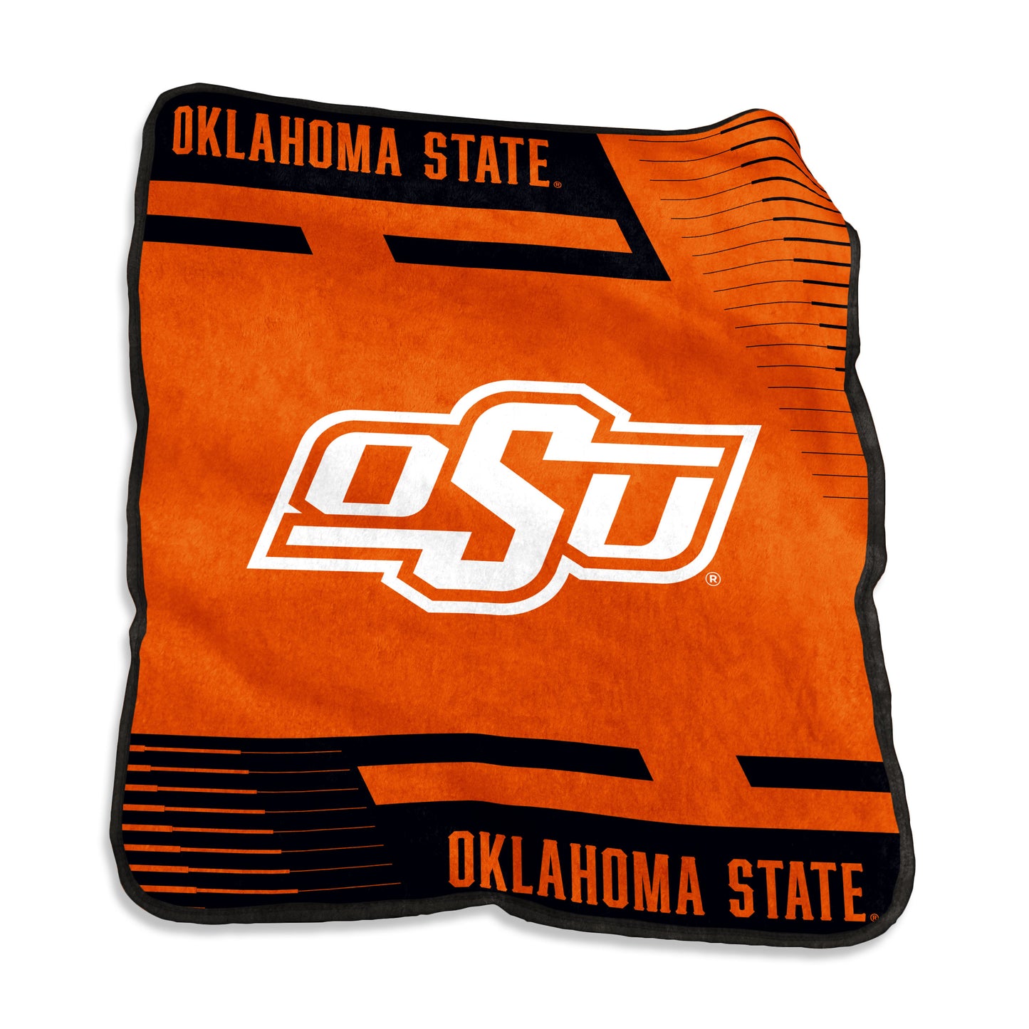 OK State Raschel Double Stripe Throw