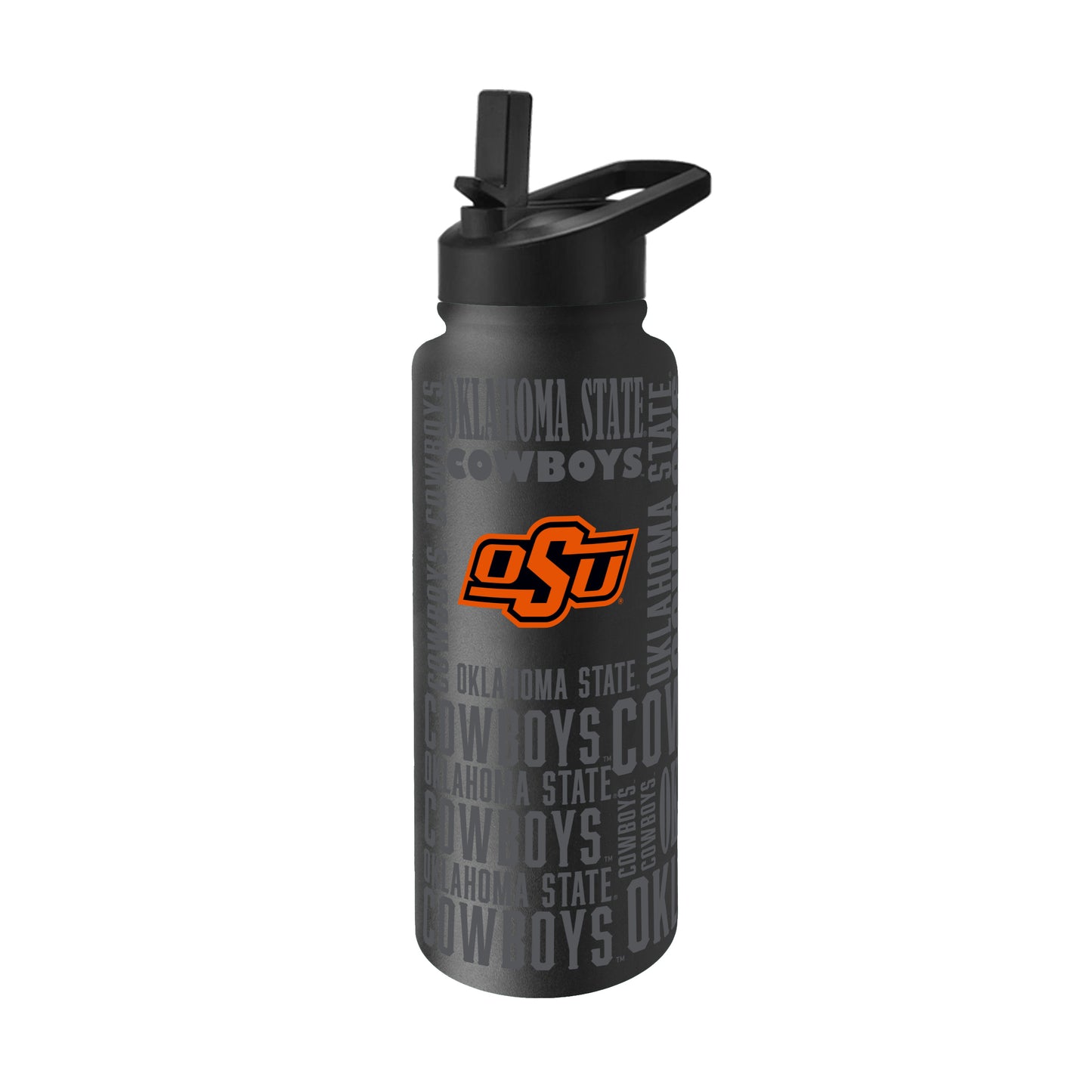 OK State 34oz Black Replay Quencher Bottle