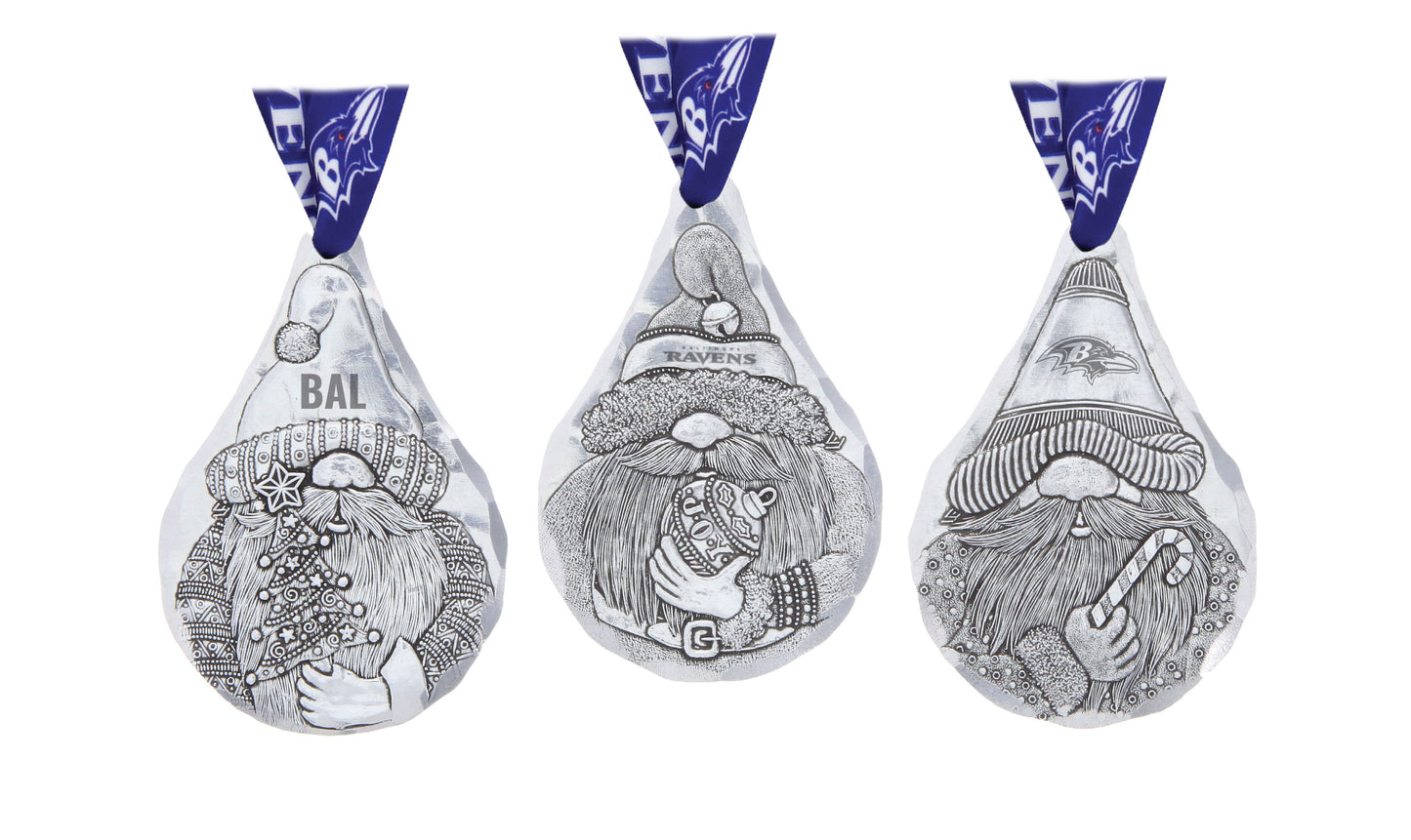 NFL Baltimore Ravens 3-Piece Gridiron Gnomes Ornament Set
