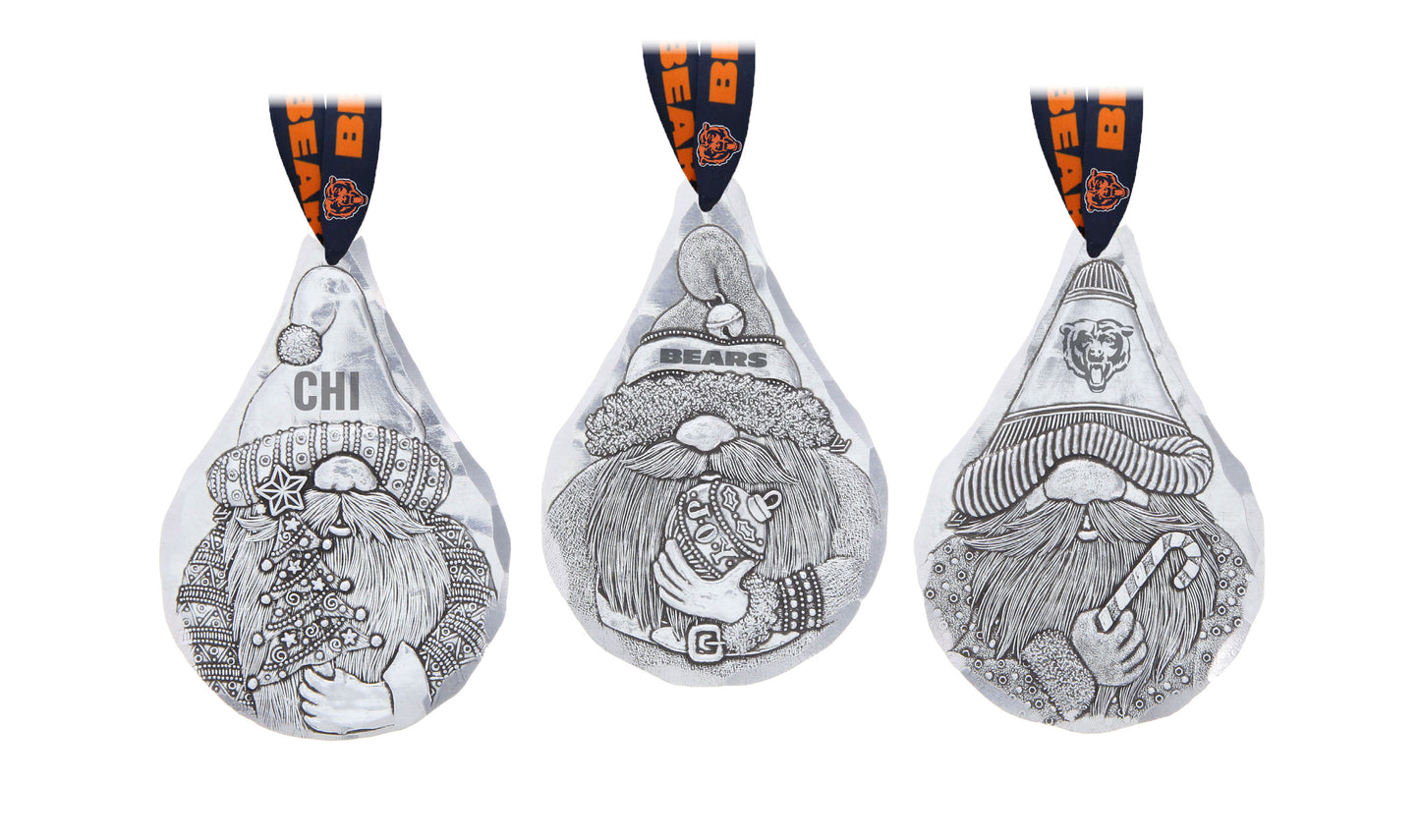 NFL Chicago Bears 3-Piece Gridiron Gnomes Ornament Set