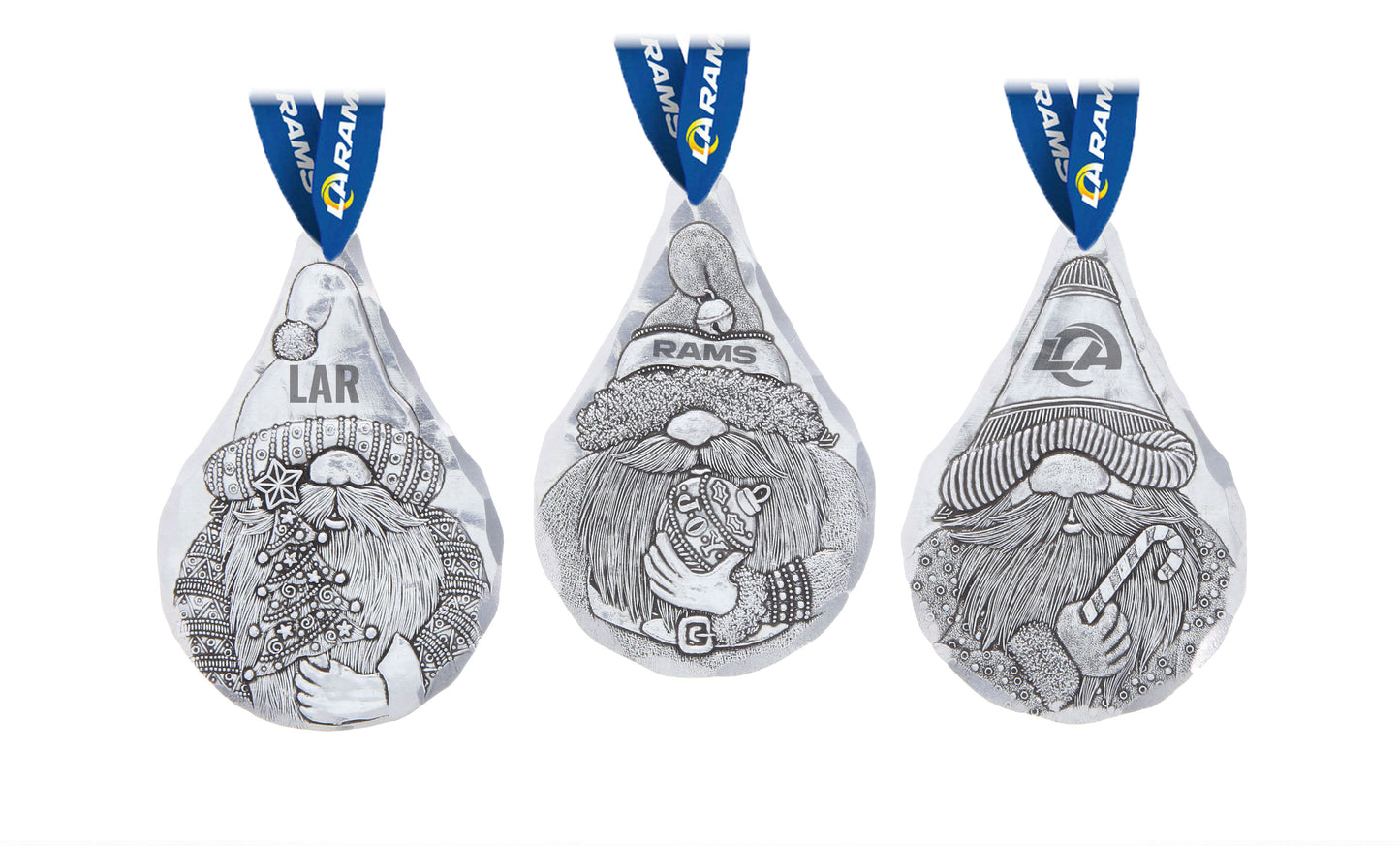 NFL Los Angeles Rams 3-Piece Gridiron Gnomes Ornament Set