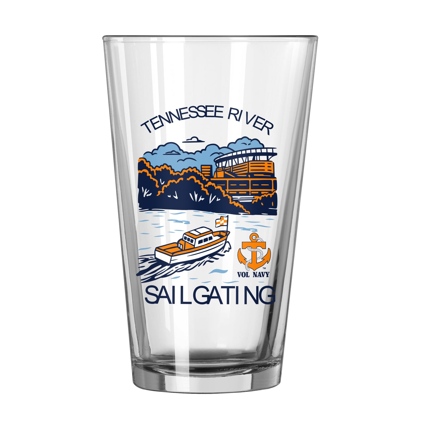 Tennessee Vol Navy Tennessee River 16oz Pint Glass