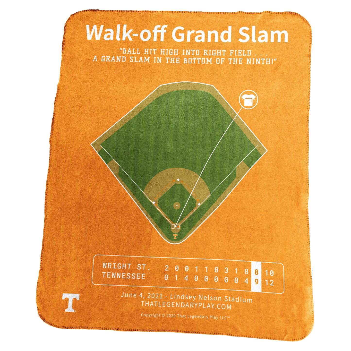 Tennessee Legendary Play Walk-off Grand Slam Classic Fleece Throw