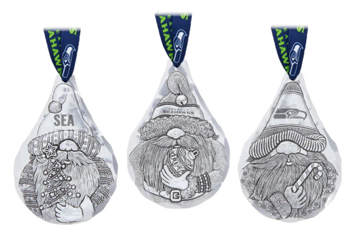 NFL Seattle Seahawks 3-Piece Gridiron Gnomes Ornament Set