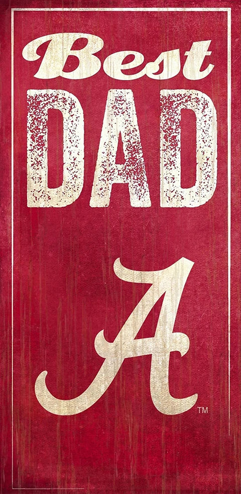 Vintage-style red sign with the text "best dad a" in white, featuring distressed and faded typography, conveying a retro aesthetic.