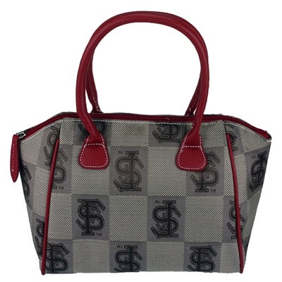 The Empress 8498 FLORIDA STATE with a gray monogram pattern and red handles, on a white background.