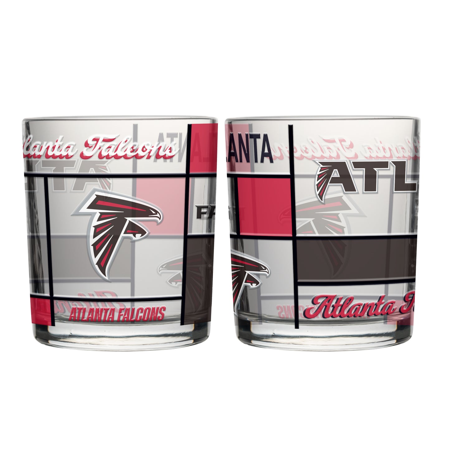 Atlanta Falcons 12oz Quilted Stained Rocks Glass 2 Pck