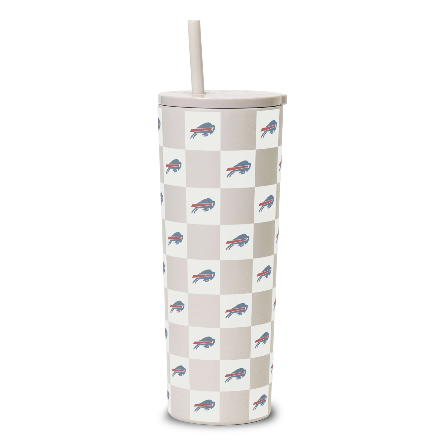 Buffalo Bills 30oz Neutral Checker Straw Tumbler