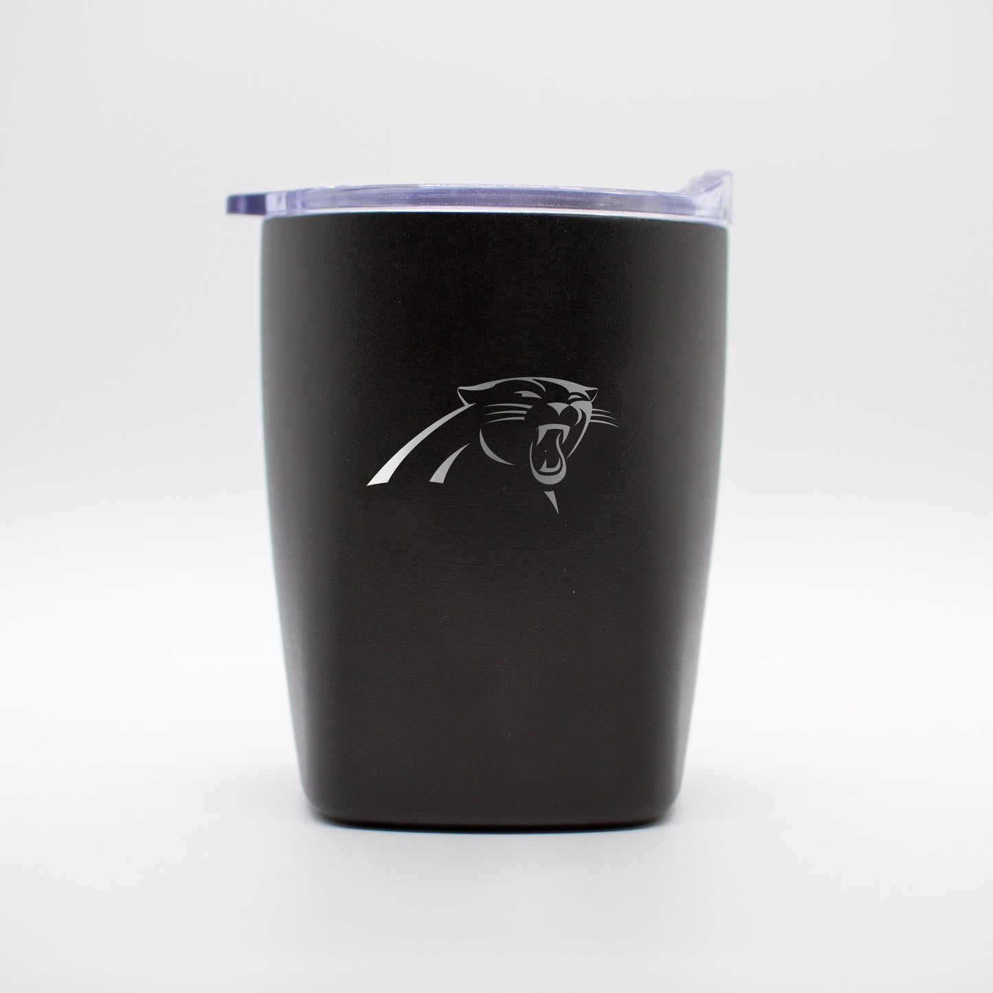 Carolina Panthers 10oz Etch Black Powder Coat Rocks Tumbler