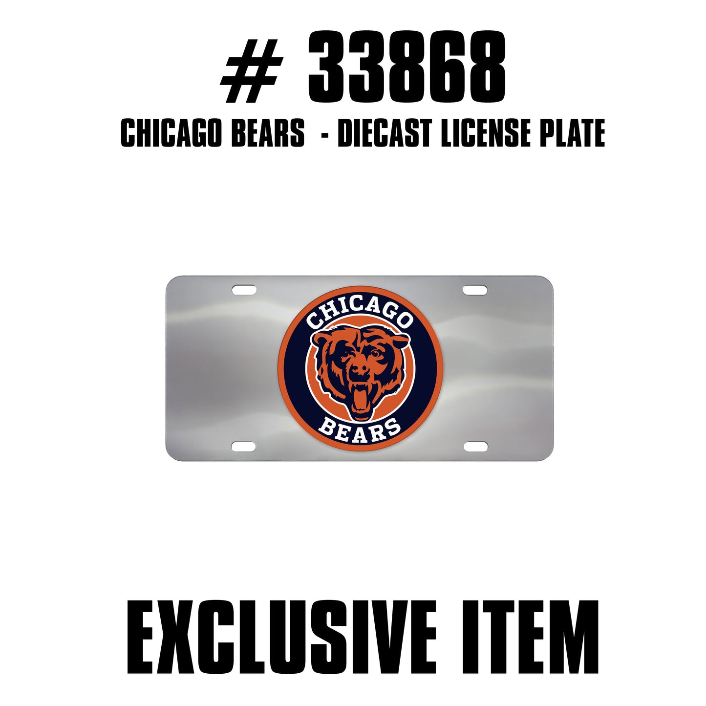 TRINITY NFL - Chicago Bears Chrome Diecast License Plate