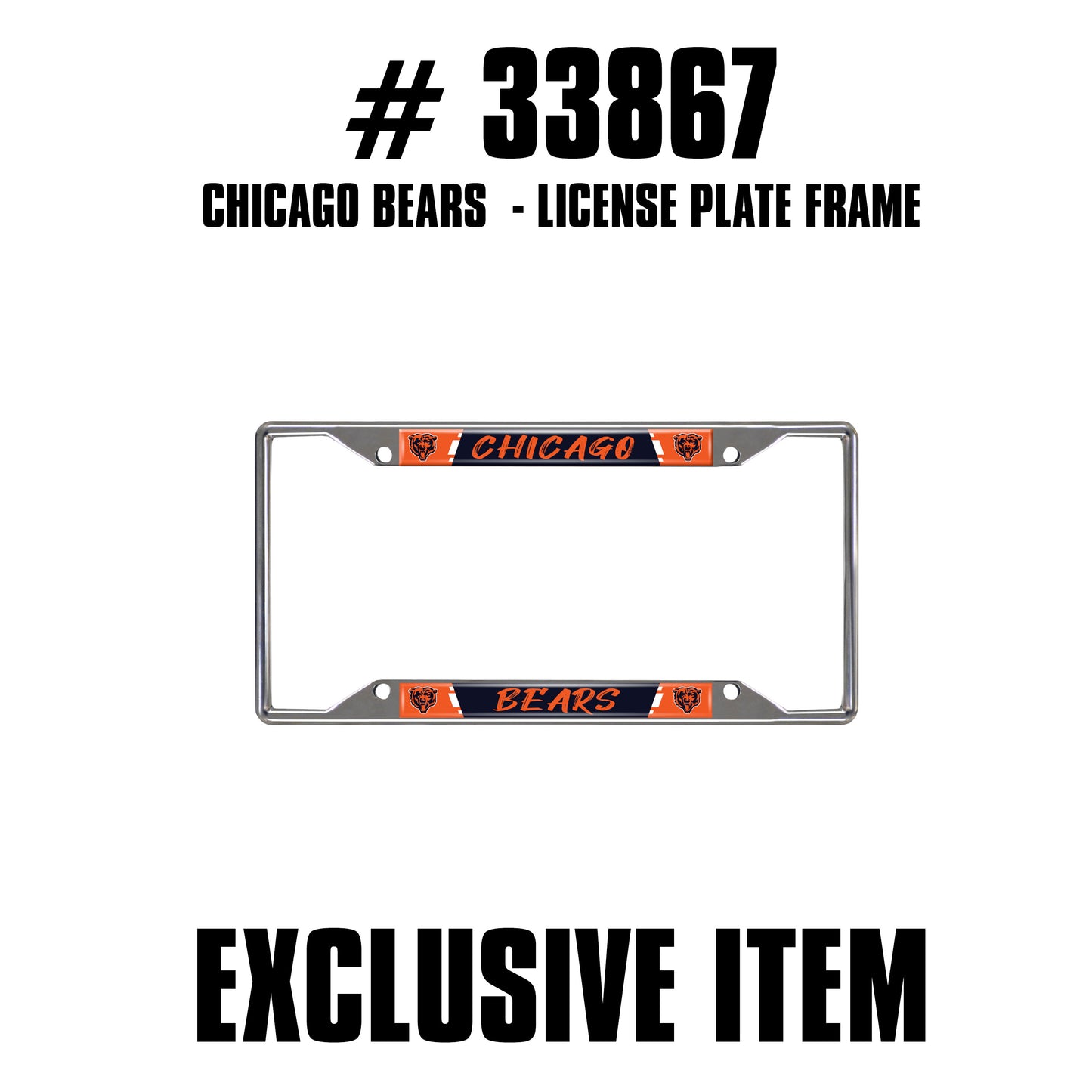 TRINITY NFL - Chicago Bears Chrome License Plate Frame