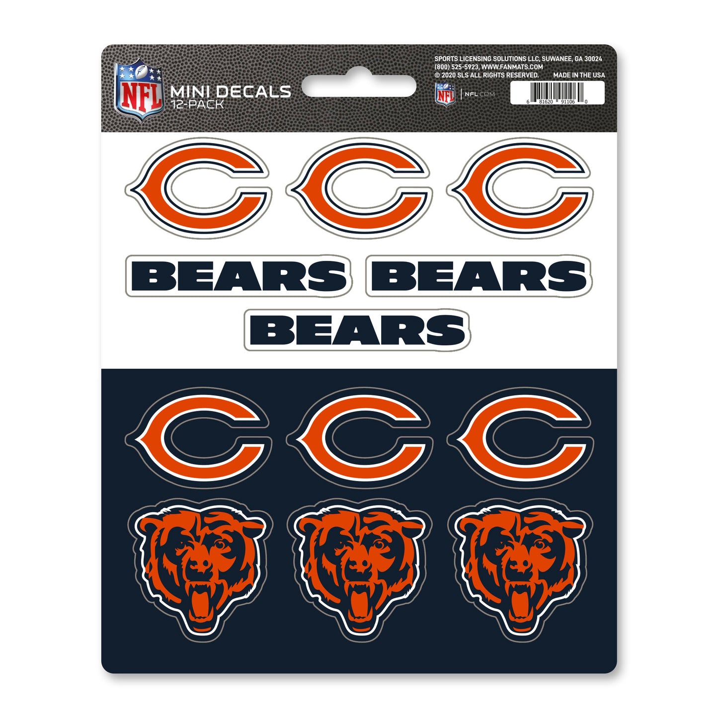 NFL - Chicago Bears Mini Decal 12-pk