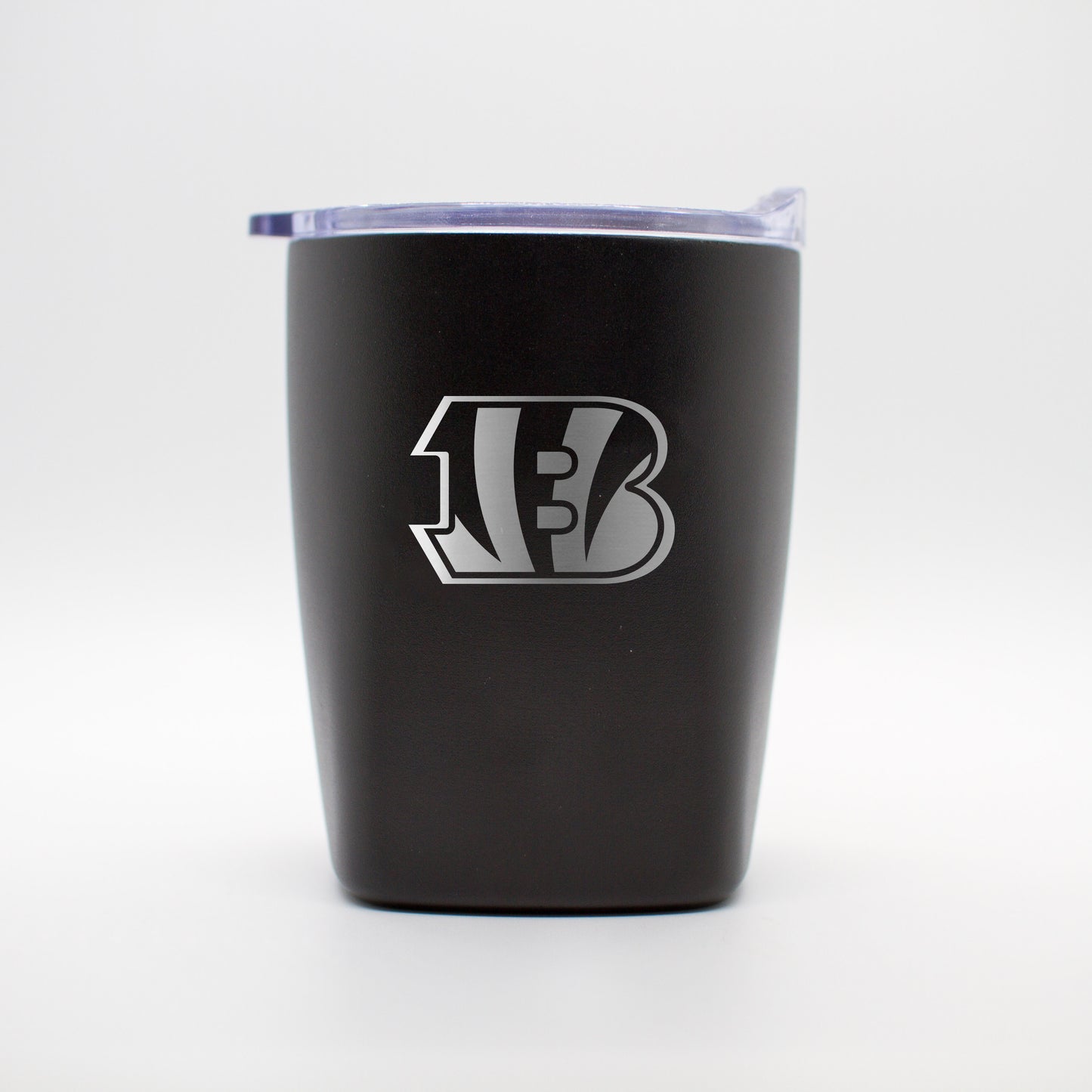 Cincinnati Bengals 10oz Etch Black Powder Coat Rocks Tumbler