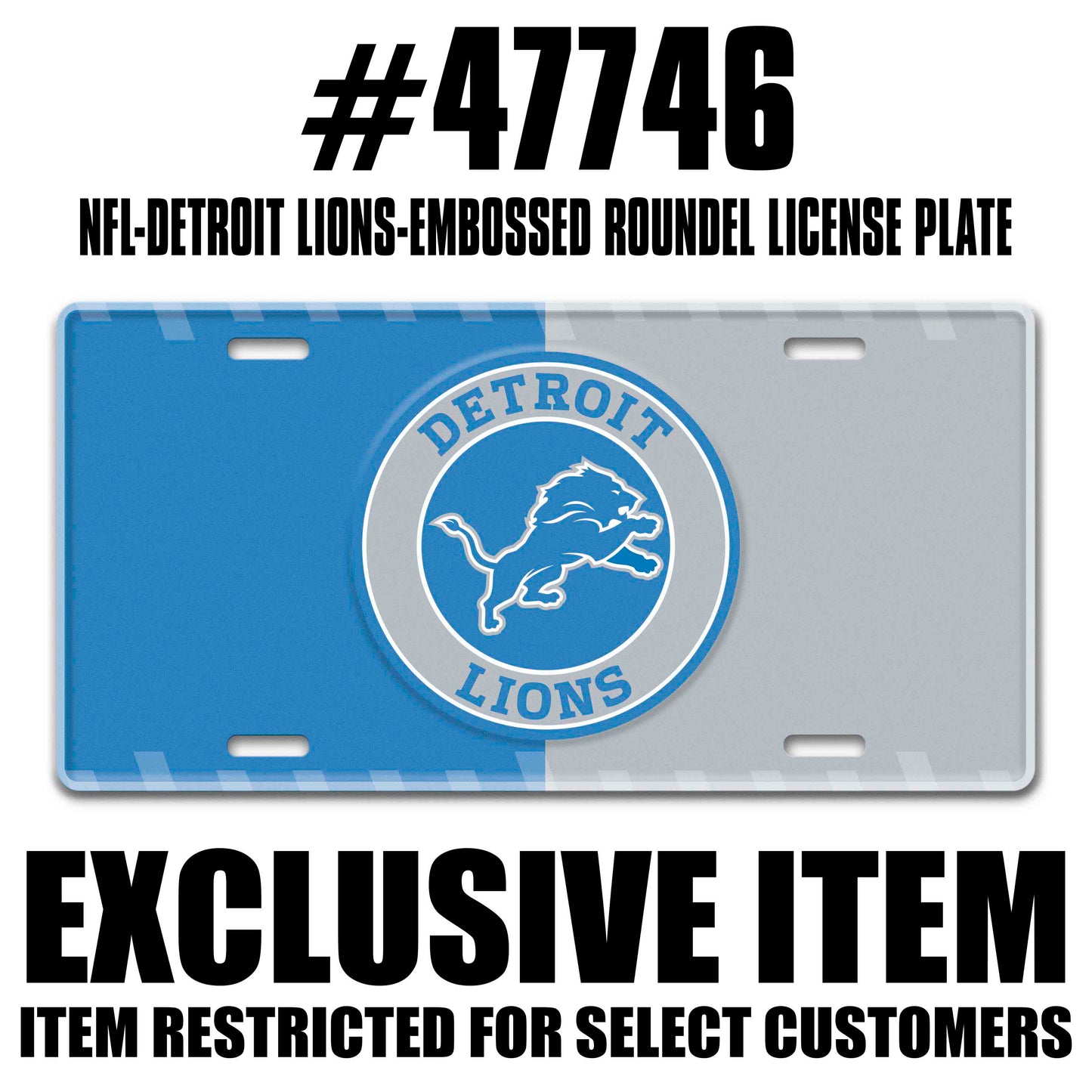 NFL - Detroit Lions Embossed Roundel License Plate