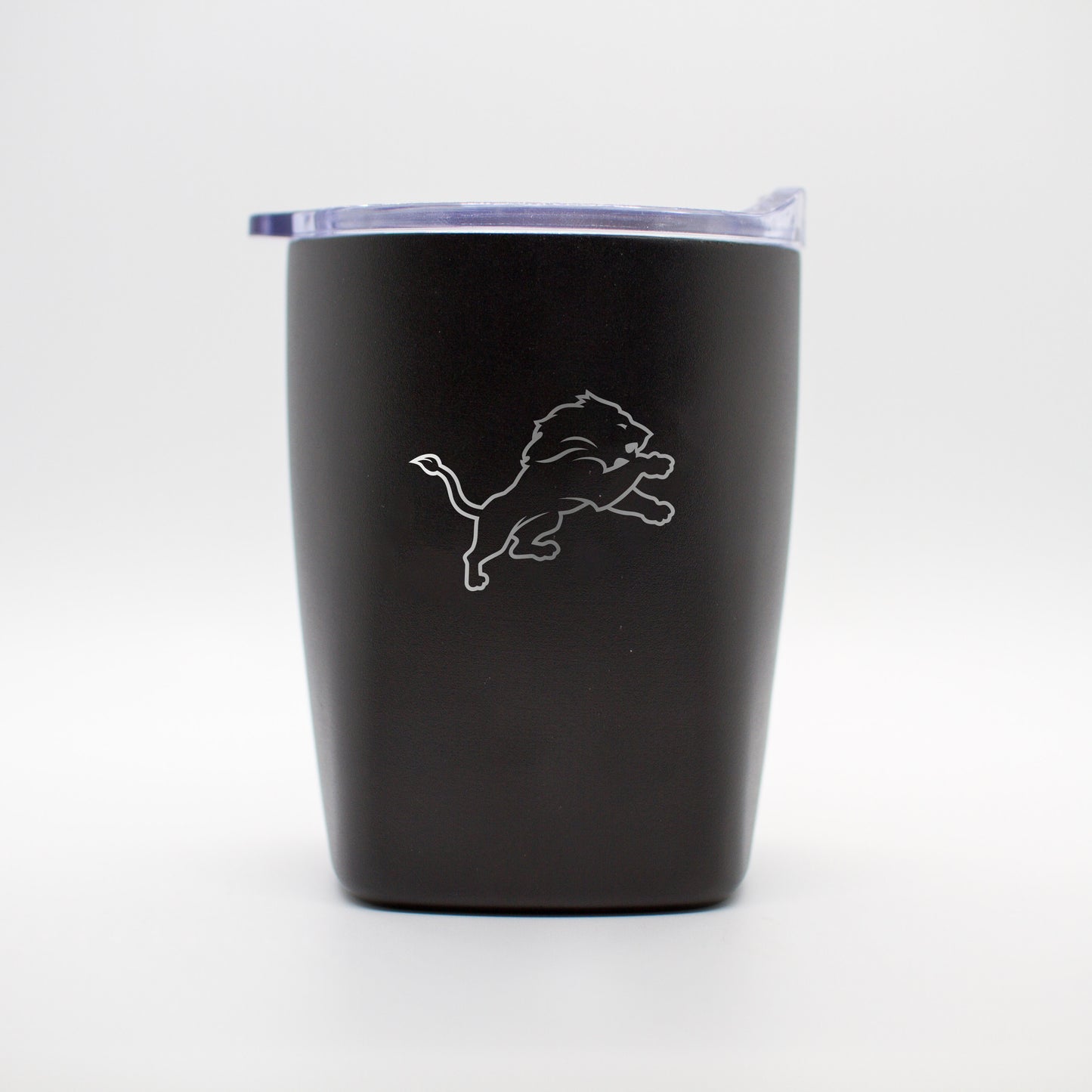 Detroit Lions 10oz Etch Black Powder Coat Rocks Tumbler