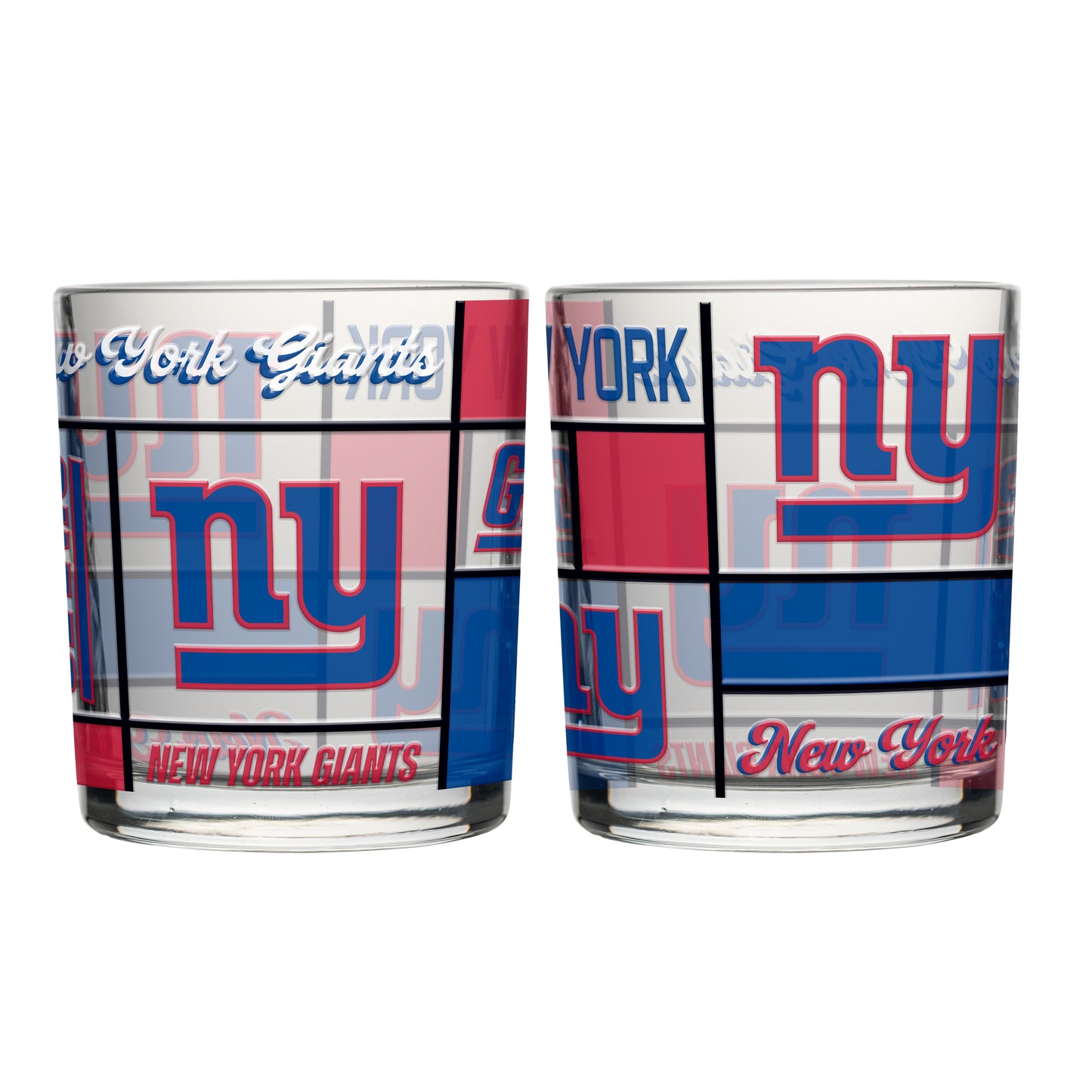 New York Giants 12oz Quilted Stained Rocks Glass 2 Pck