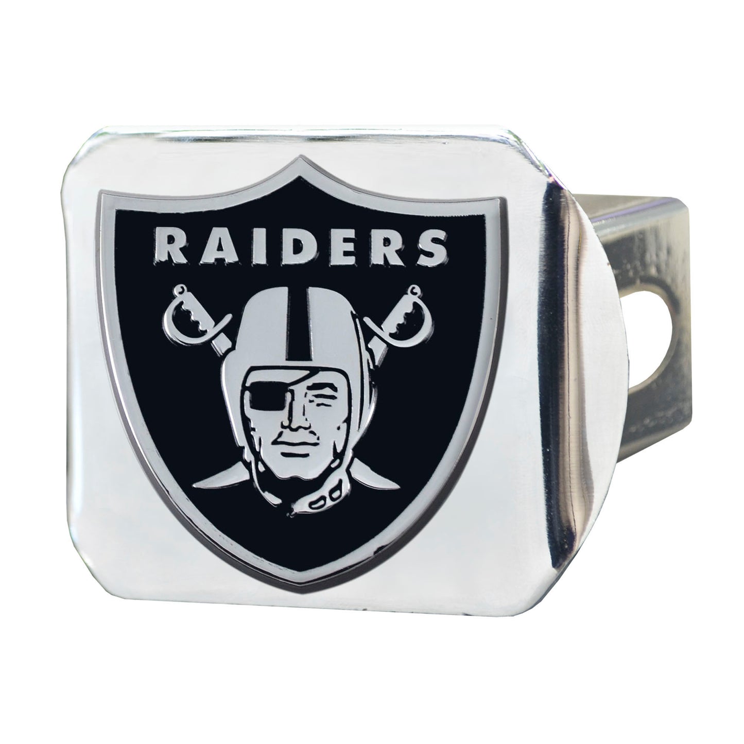 Las Vegas Raiders Chrome emblem on Chrome Hitch