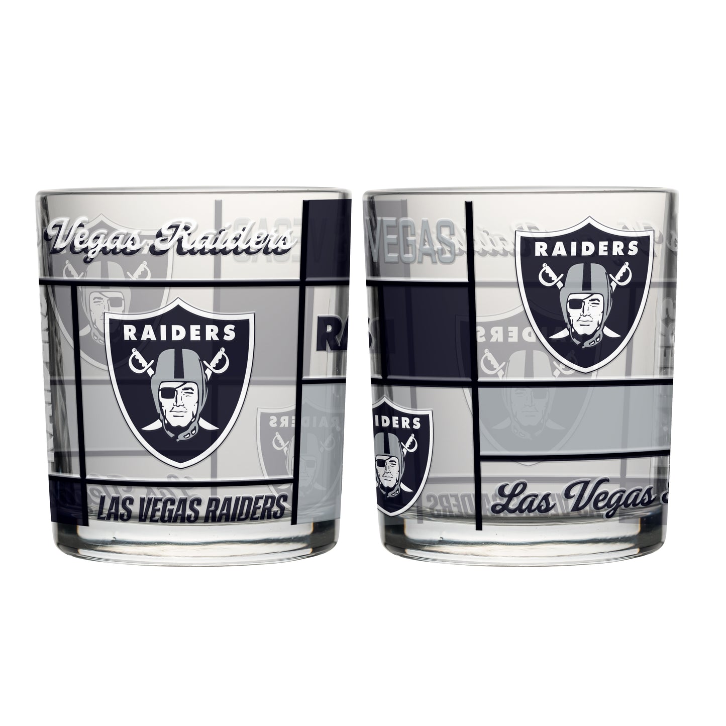 Las Vegas Raiders 12oz Quilted Stained Rocks Glass 2 Pck