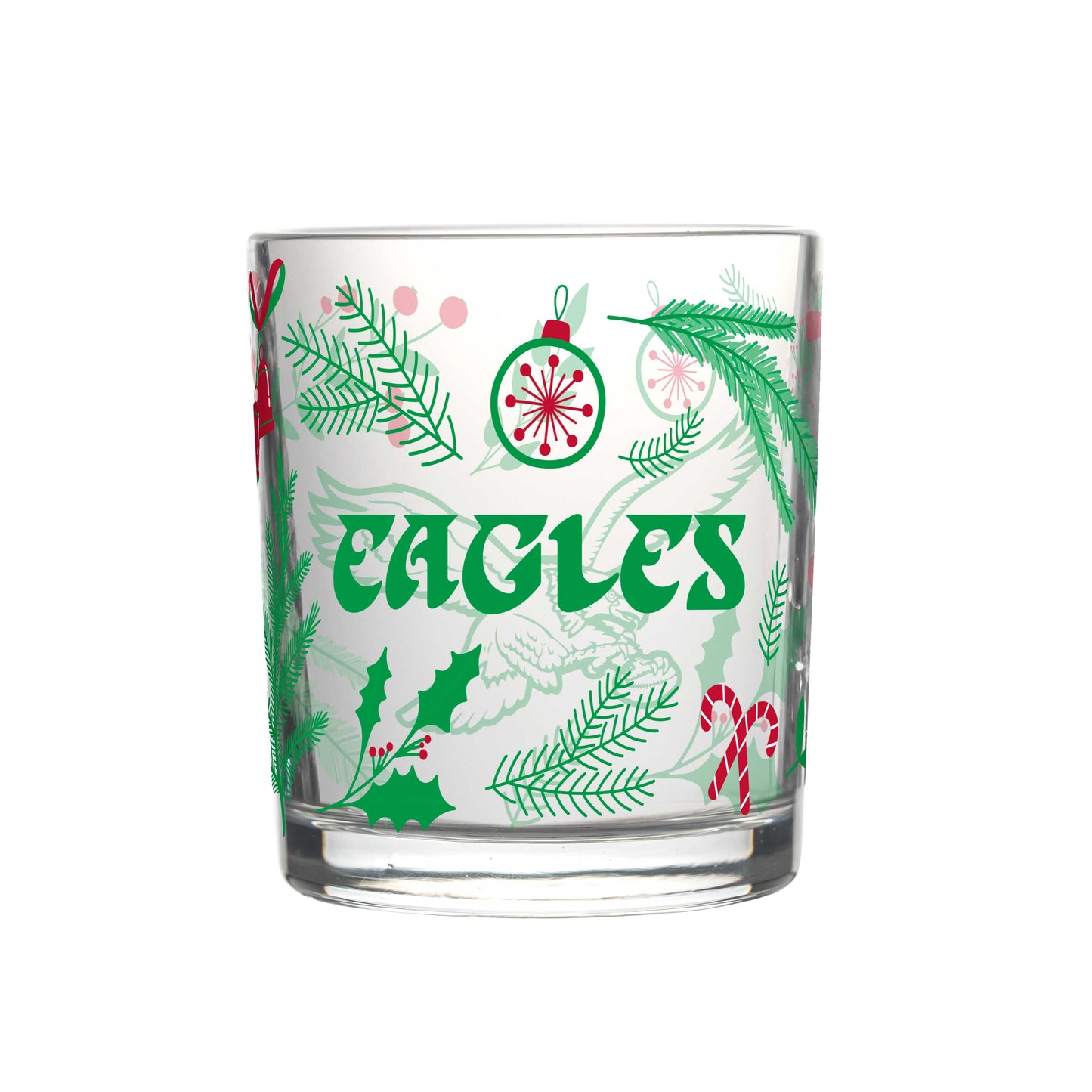Philadelphia Eagles Holiday 12oz Stained Rocks Glass