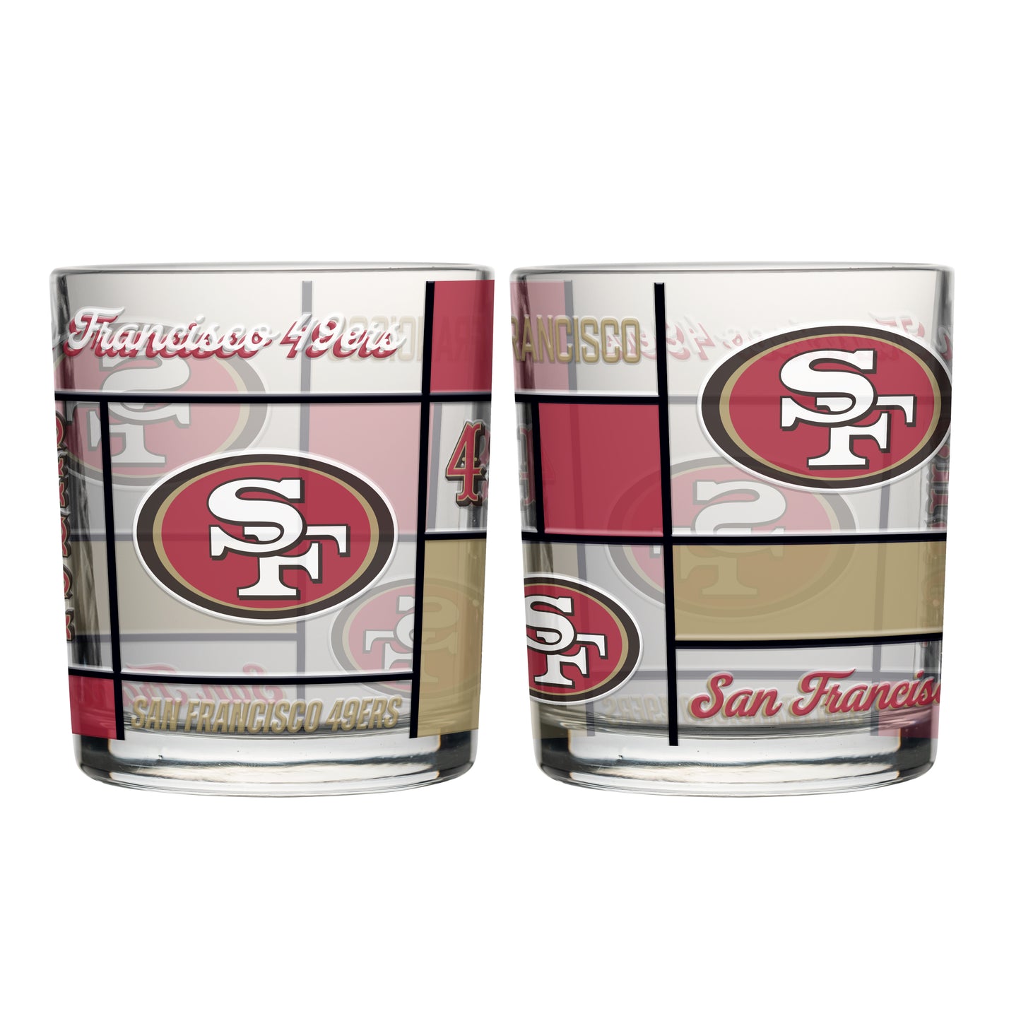San Francisco 49ers 12oz Quilted Stained Rocks Glass 2 Pck