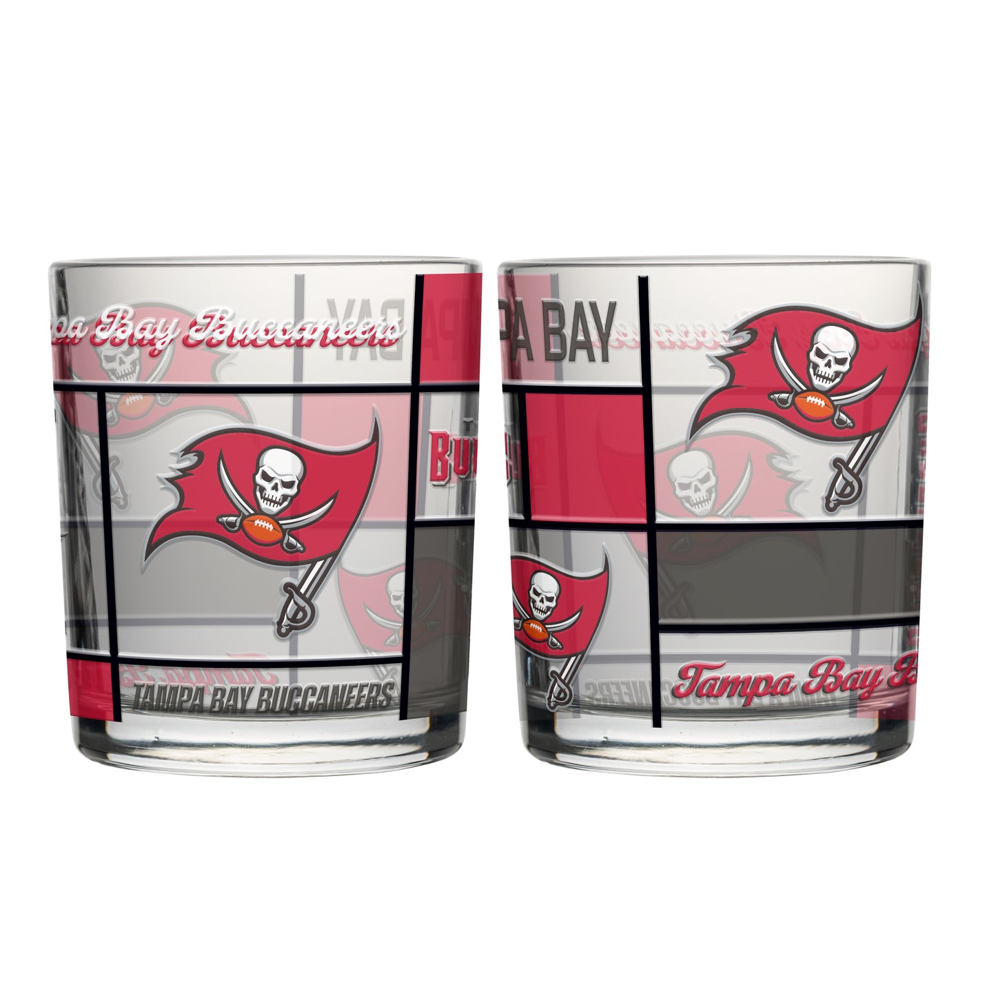 Tampa Bay Buccaneers 12oz Quilted Stained Rocks Glass 2 Pck