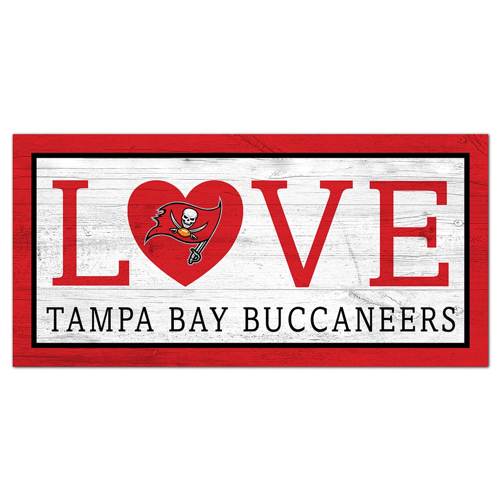 Tampa Bay Buccaneers Love 6x12 Sign featuring the tampa bay buccaneers logo