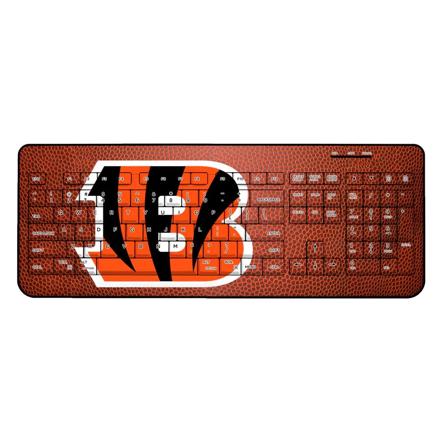 Orange and black CINCINNATI BENGALS STRIPE WIRELESS MOUSE with enlarged letter 'b' design across the keys.