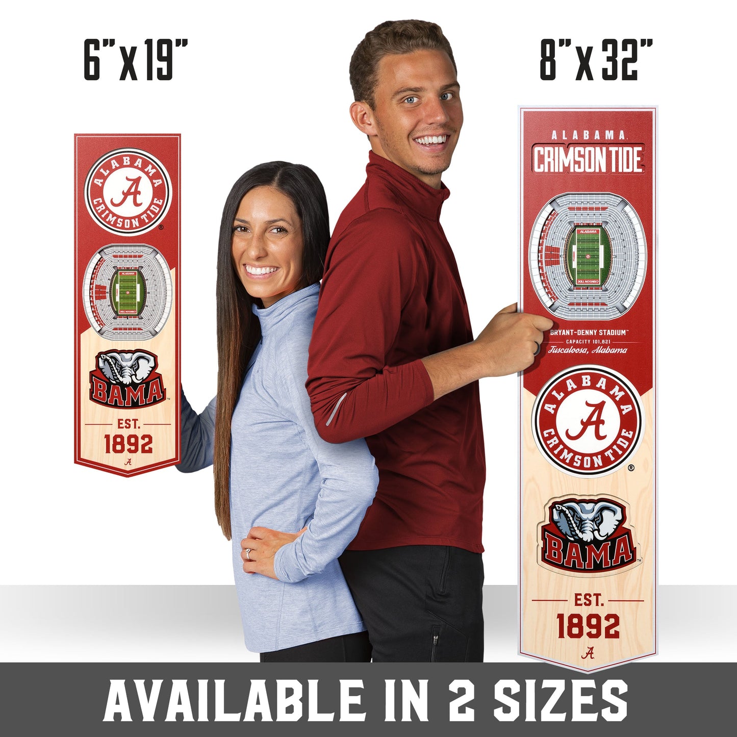 NCAA Alabama Crimson Tide 3D Stadium Banner 8' X 32'