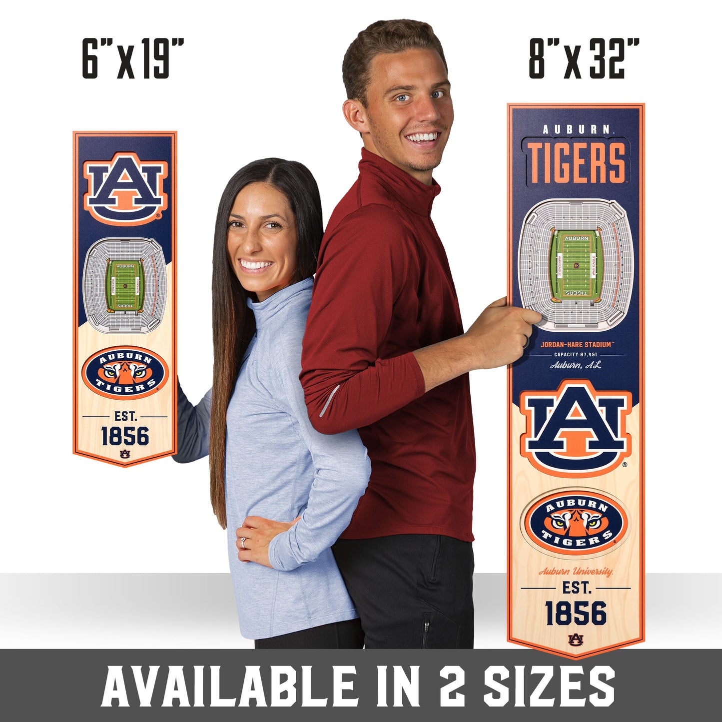 NCAA Auburn Tigers 3D Stadium Banner 8' X 32'