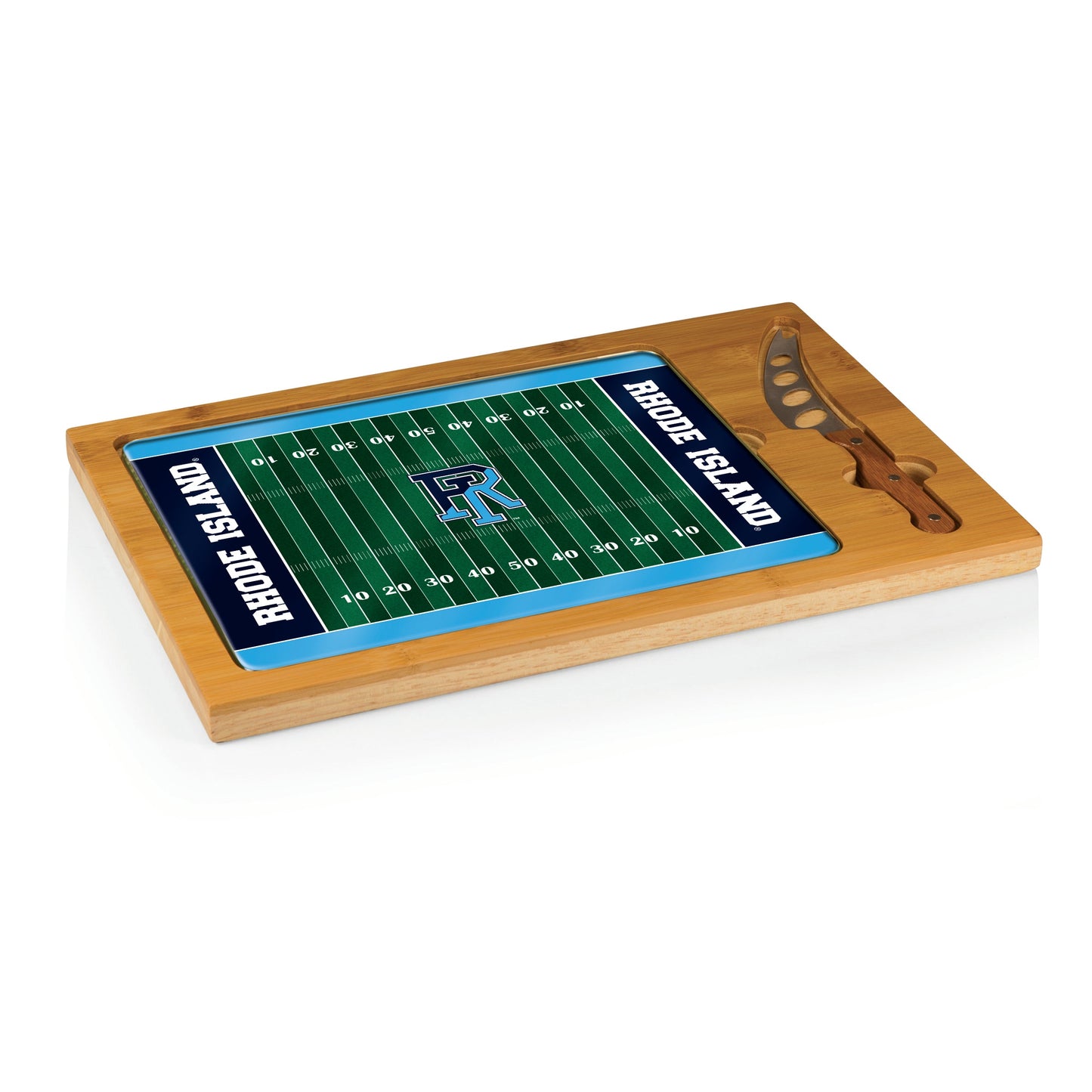 Rhode Island Rams - Icon Glass Top Cutting Board & Knife Set