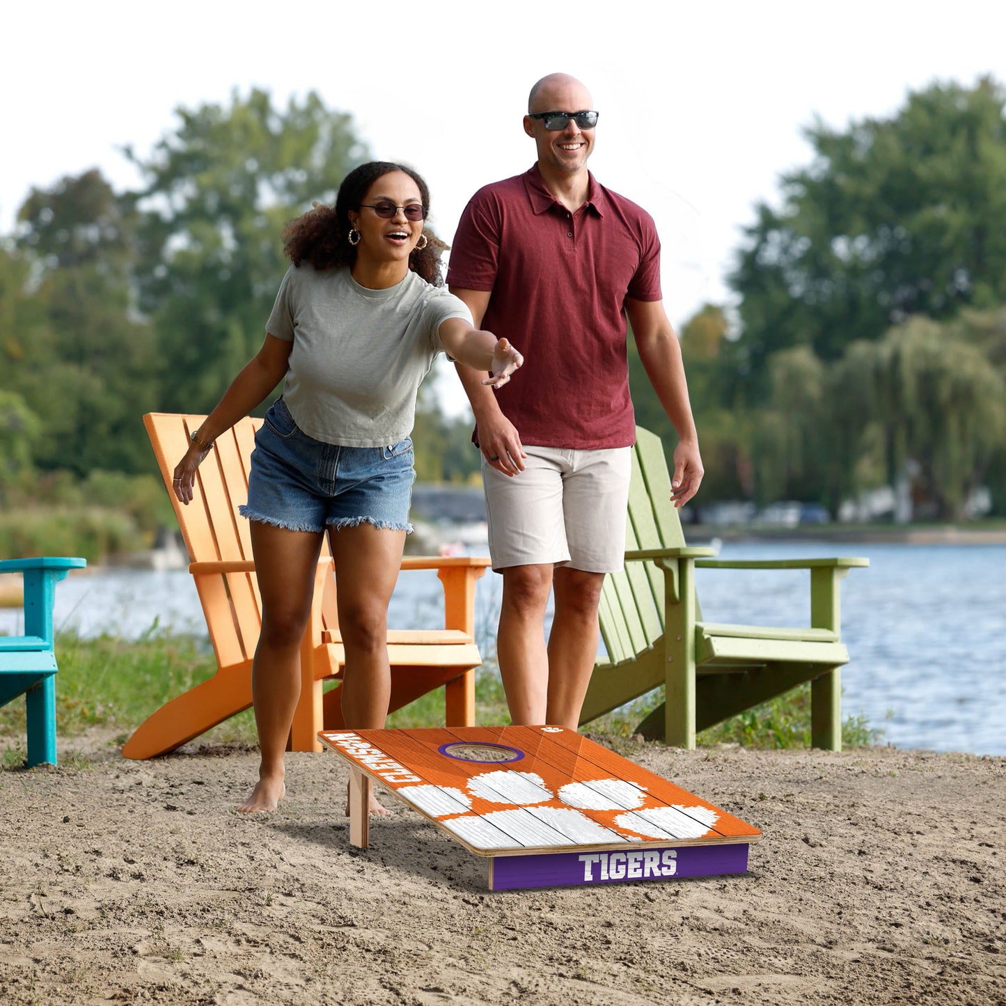NCAA Clemson Tigers 2' X 3' All-Wood Cornhole Set - Alt 5