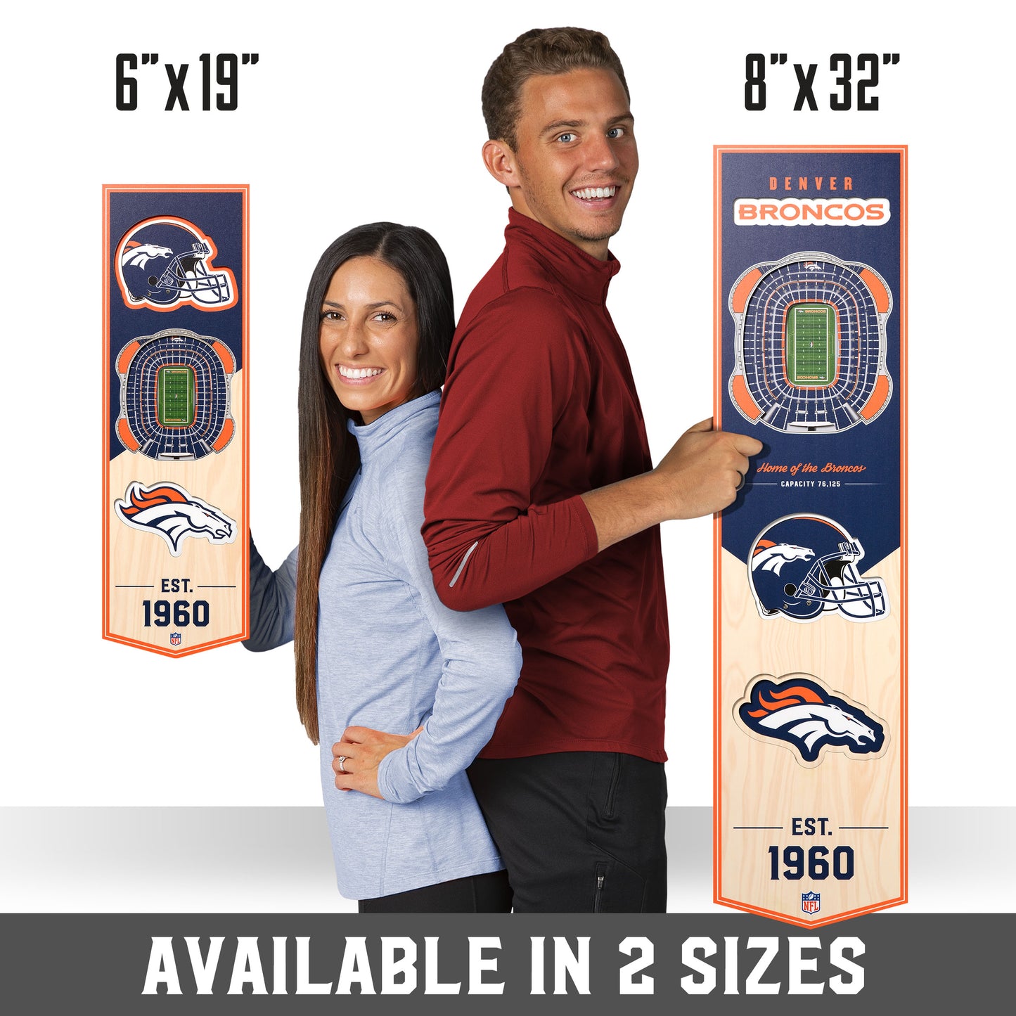 NFL Denver Broncos 3D Stadium Banner 8' X 32'