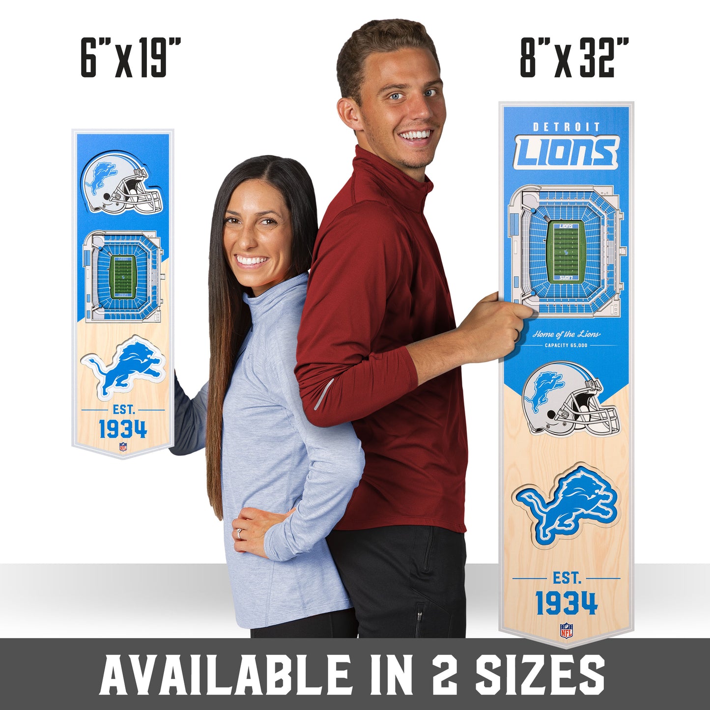 NFL Detroit Lions 3D Stadium Banner 8' X 32'