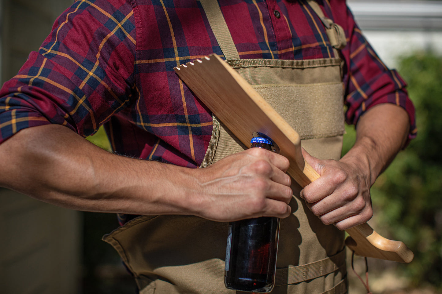 Hardwood BBQ Grill Scraper with Bottle Opener