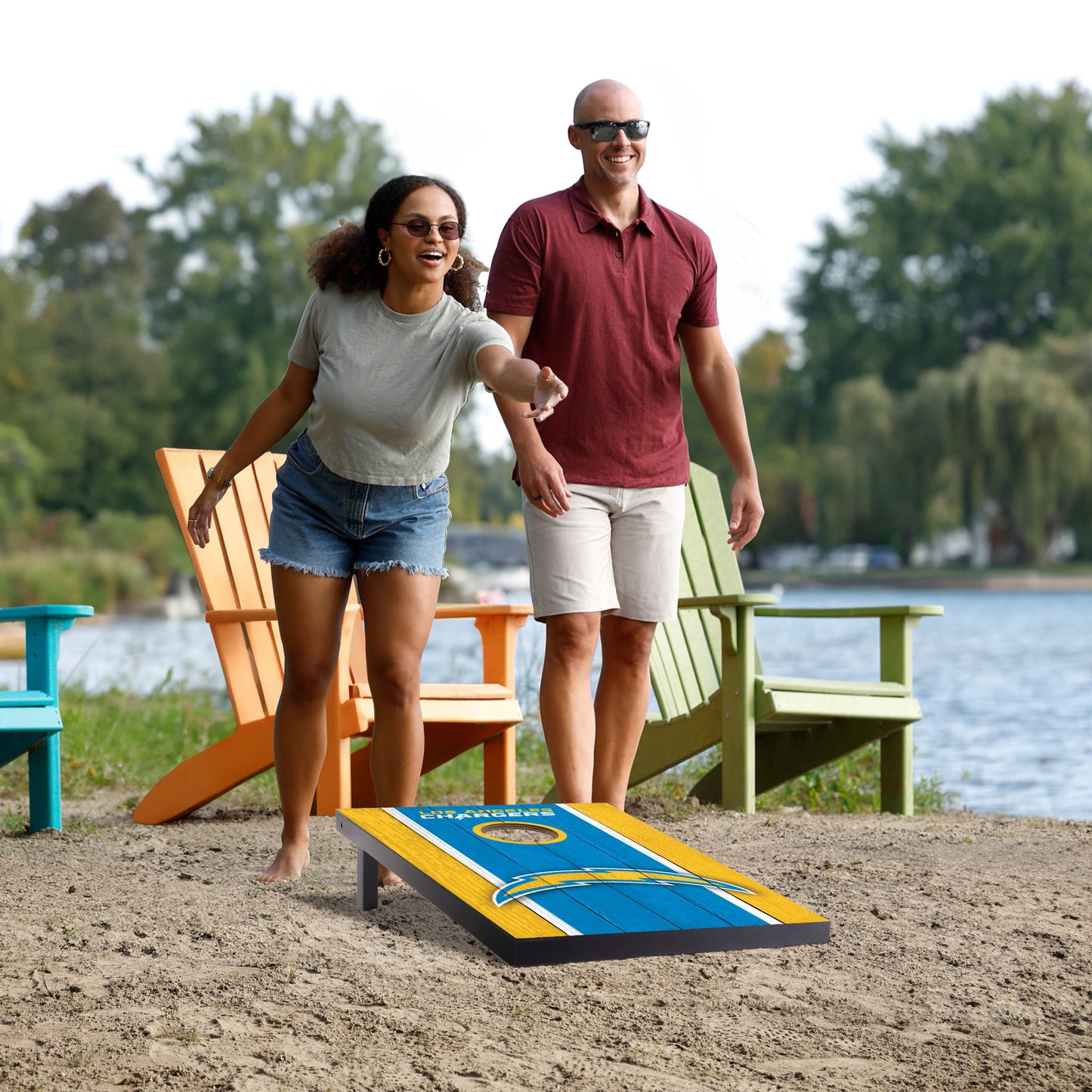 NFL Los Angeles Chargers 2' x 3' MDF Cornhole Set