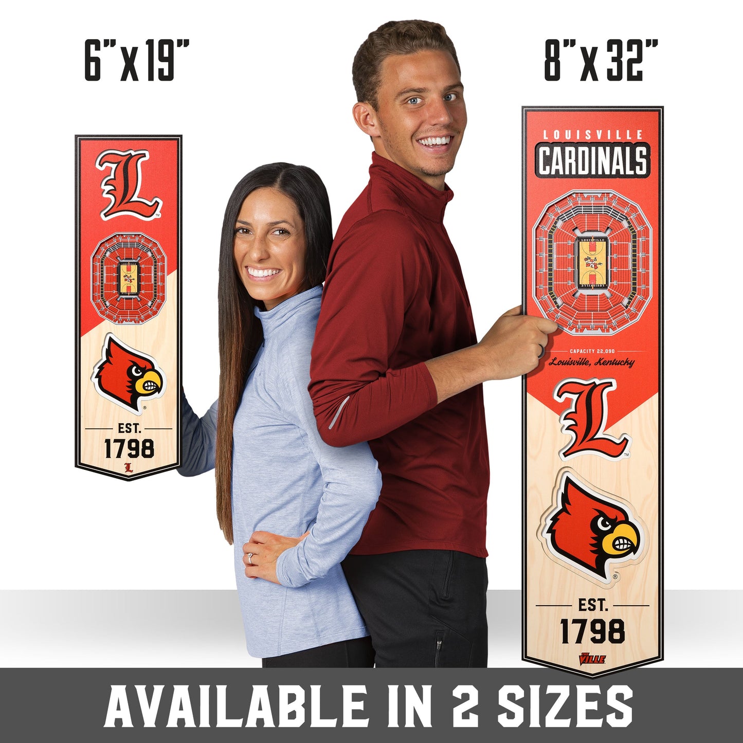NCAA Louisville Cardinals 3D Stadium Banner 8' X 32'
