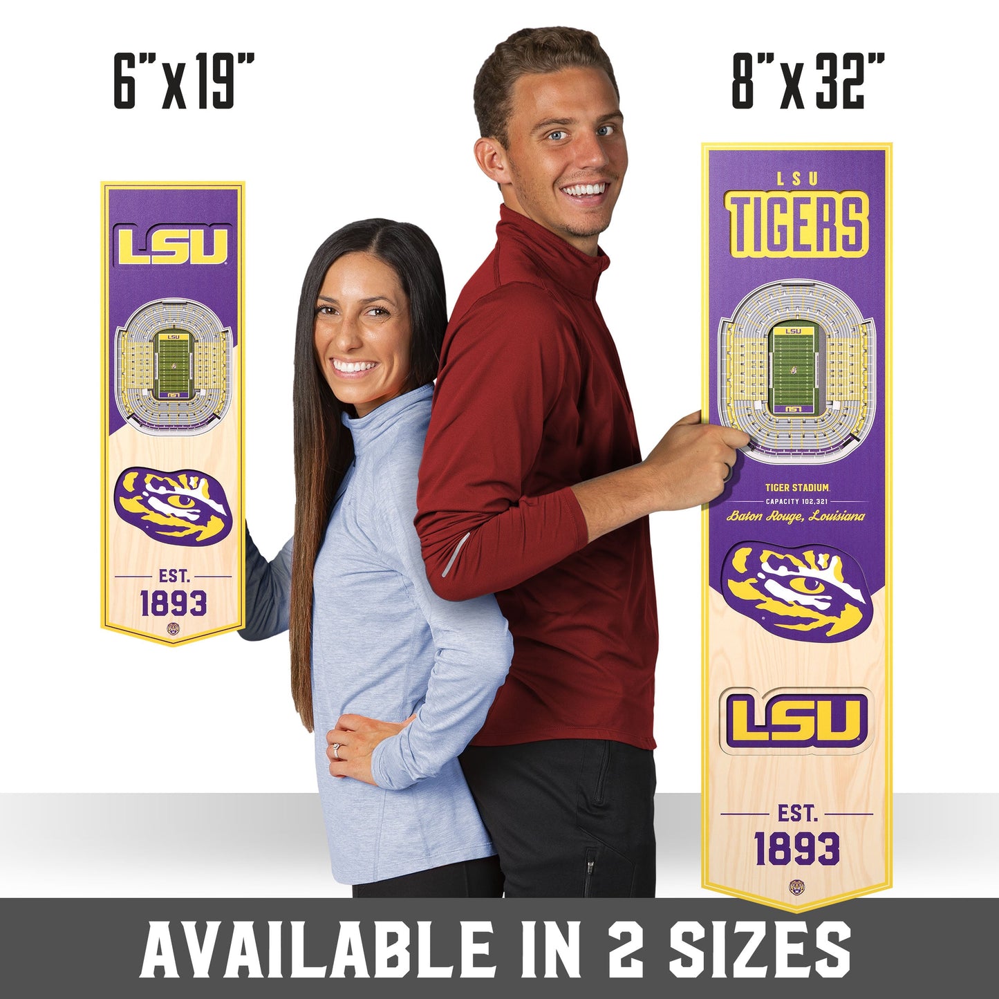 NCAA LSU Tigers 3D Stadium Banner 8' X 32'