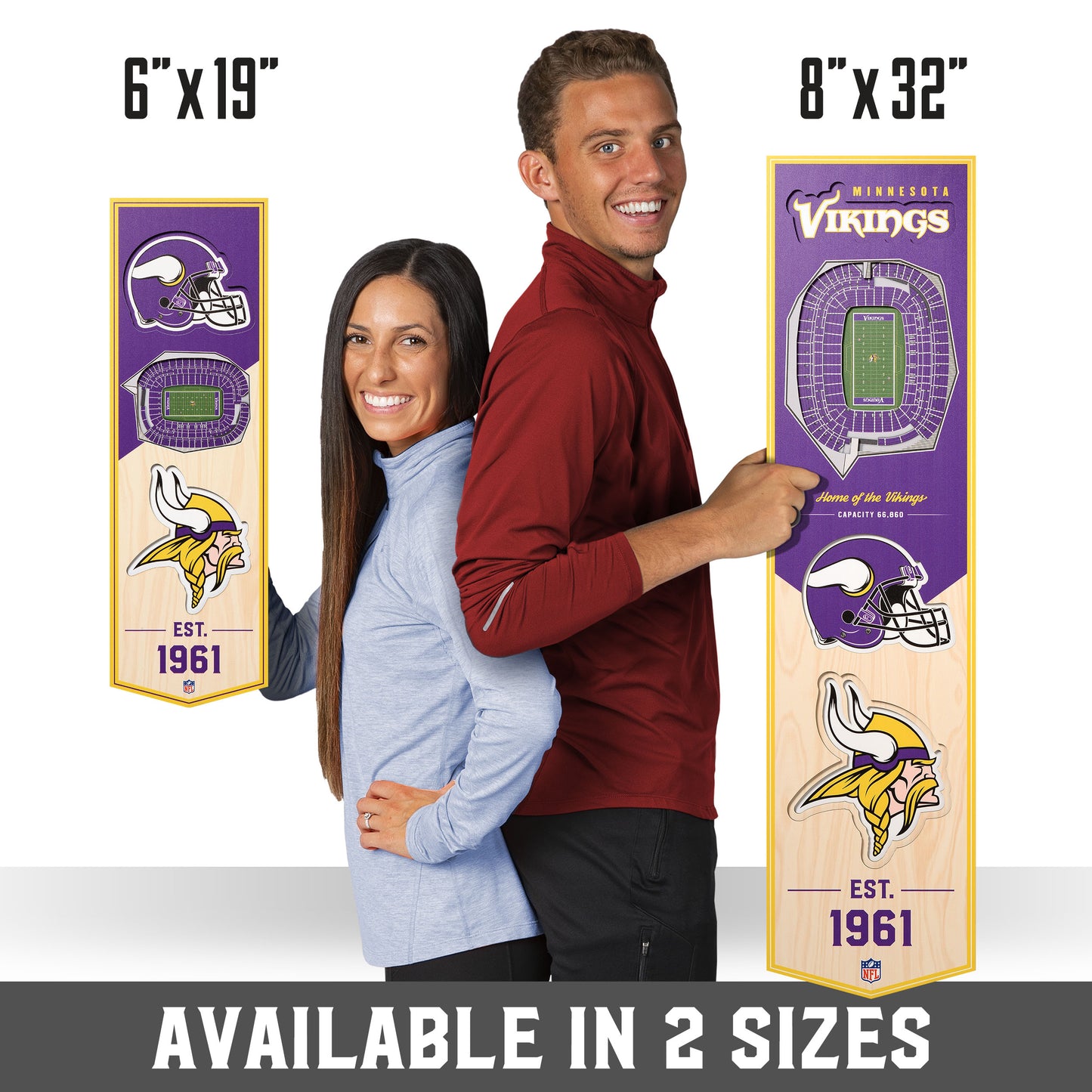 NFL Minnesota Vikings 3D Stadium Banner 8' X 32'