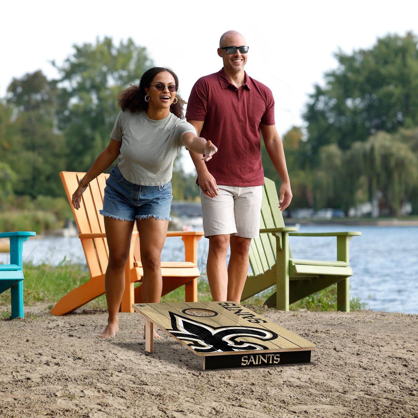 NFL New Orleans Saints 2' X 3' All-Wood Cornhole Set - Alt 5